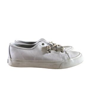 Sperry Seacoast White Leather Slip On Boat Shoes 6